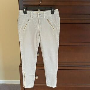 Anthropology Light Gray Pants with Zipper Accents